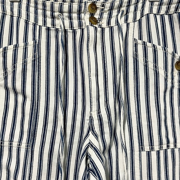 American Eagle Outfitters Blue White Striped High-Rise Pants Women’s 12 Cotton - Picture 5 of 12